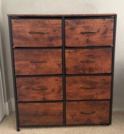 8-Drawer Fabric Dresser with Wood-Print Front