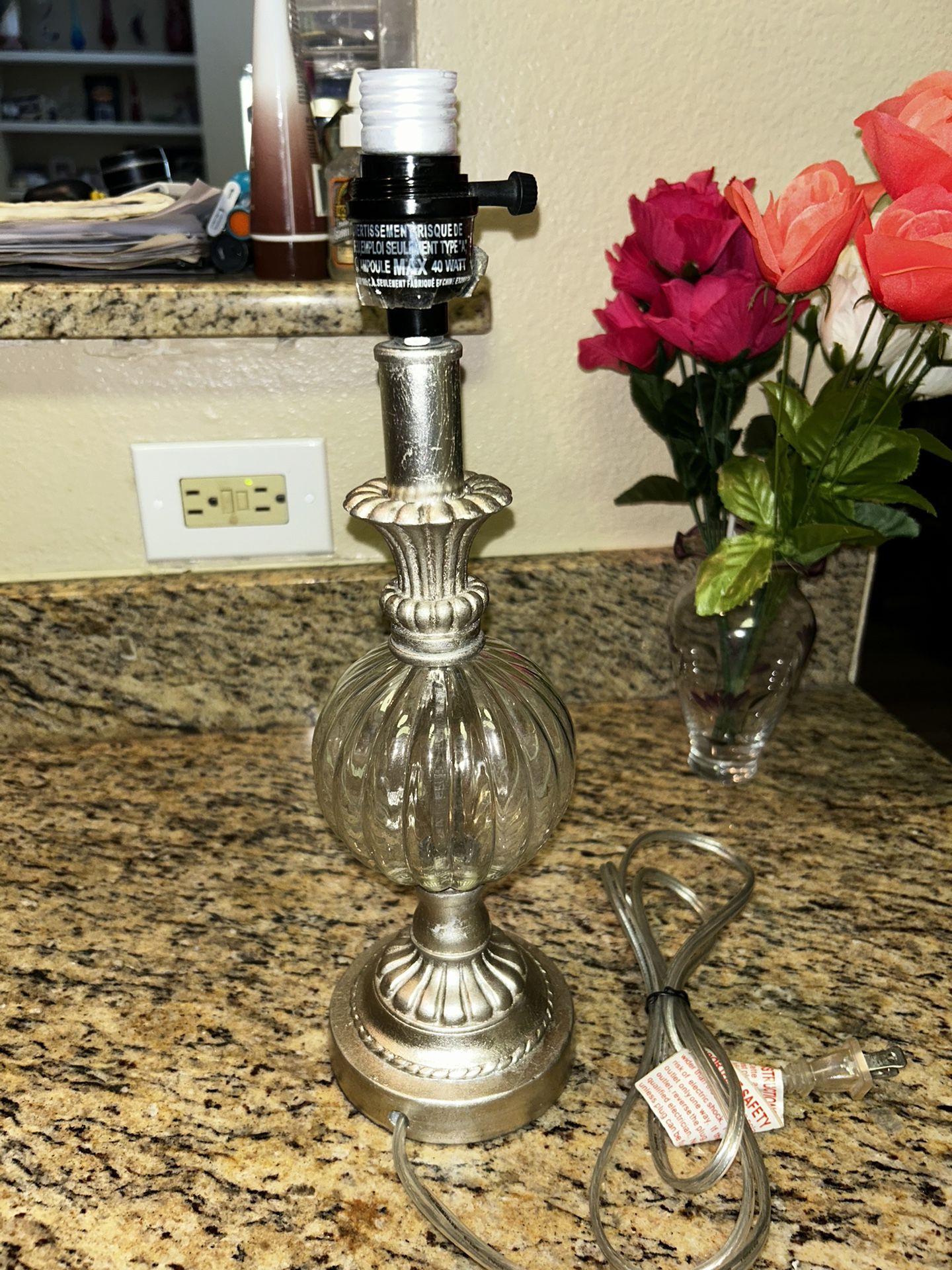 Mid Century Silver Lamp 