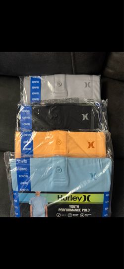 NEW‼️‼️ HURLEY YOUTH PERFORMANCE POLO  - SIZE 10 - 12 -  GREY, BLACK, ORANGE, LIGHT BLUE