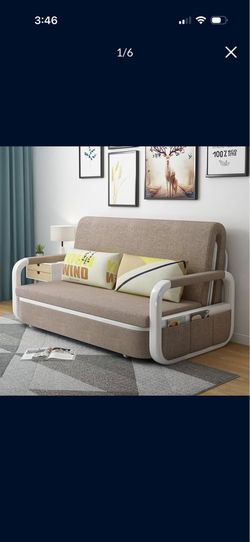 62" Linen Convertible Sleeper Sofa 2-Seater
Modern Style, Queen Bed, Hidden Storage, Side Pockets, M