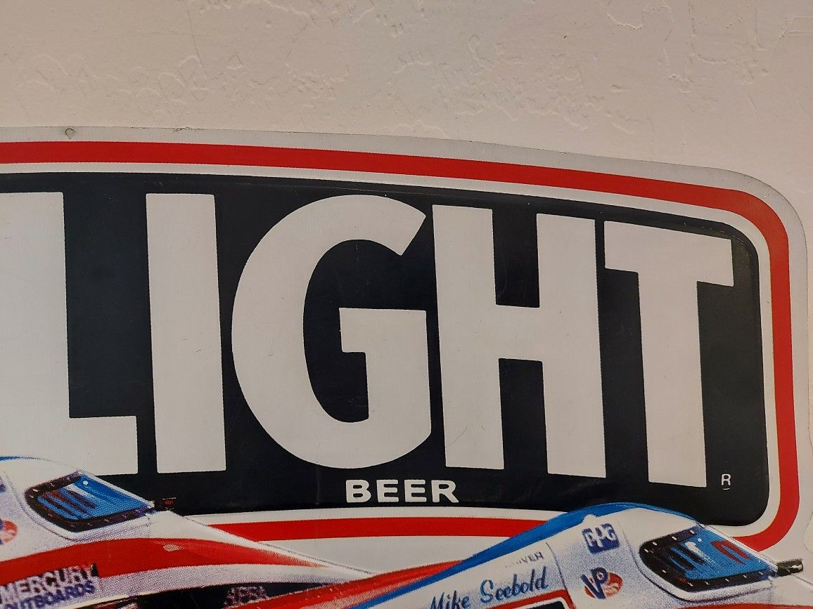 Vintage 1992 Bud Light Beer Metal Sign Seebold Racing 35