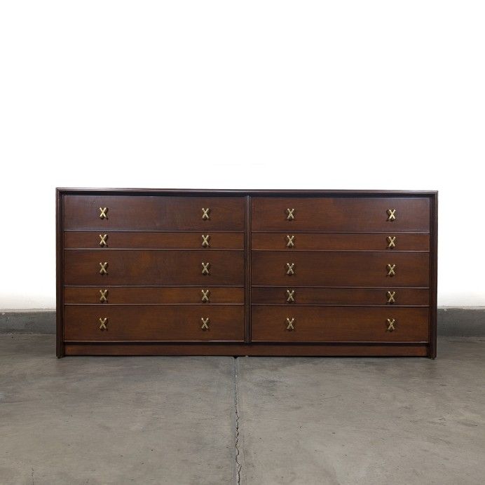 Vintage Mid-Century Modern 10-Drawer Dresser By Paul Frankl for Johnson Furniture, c.1950s