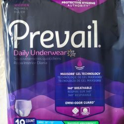 8 Pks Wms (L) Prevail Daily Underwear 18 Ct
