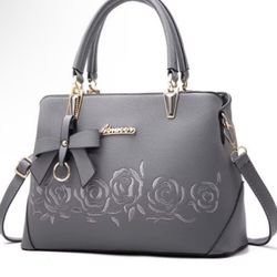 Grey Purse With Roses High Quality 