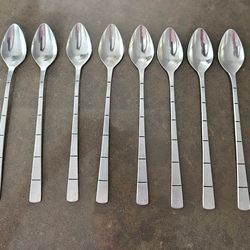 SET 8  SPOONS! Vintage STANLEY ROBERTS stainless: BELLWOOD pattern: LOVELY