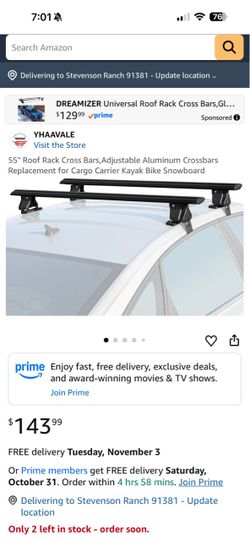 YHAAVALE 55" Adjustable Aluminum Roof Rack Cross Bars