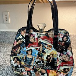 Michelle Obama Magazine Collage Handbag With Matching Wallet