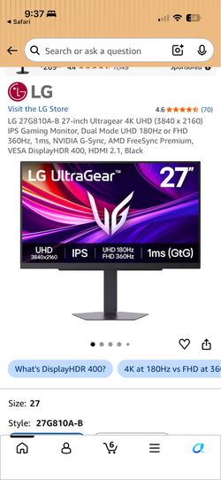 LG Gaming Monitor UltraGear 27G810A-B