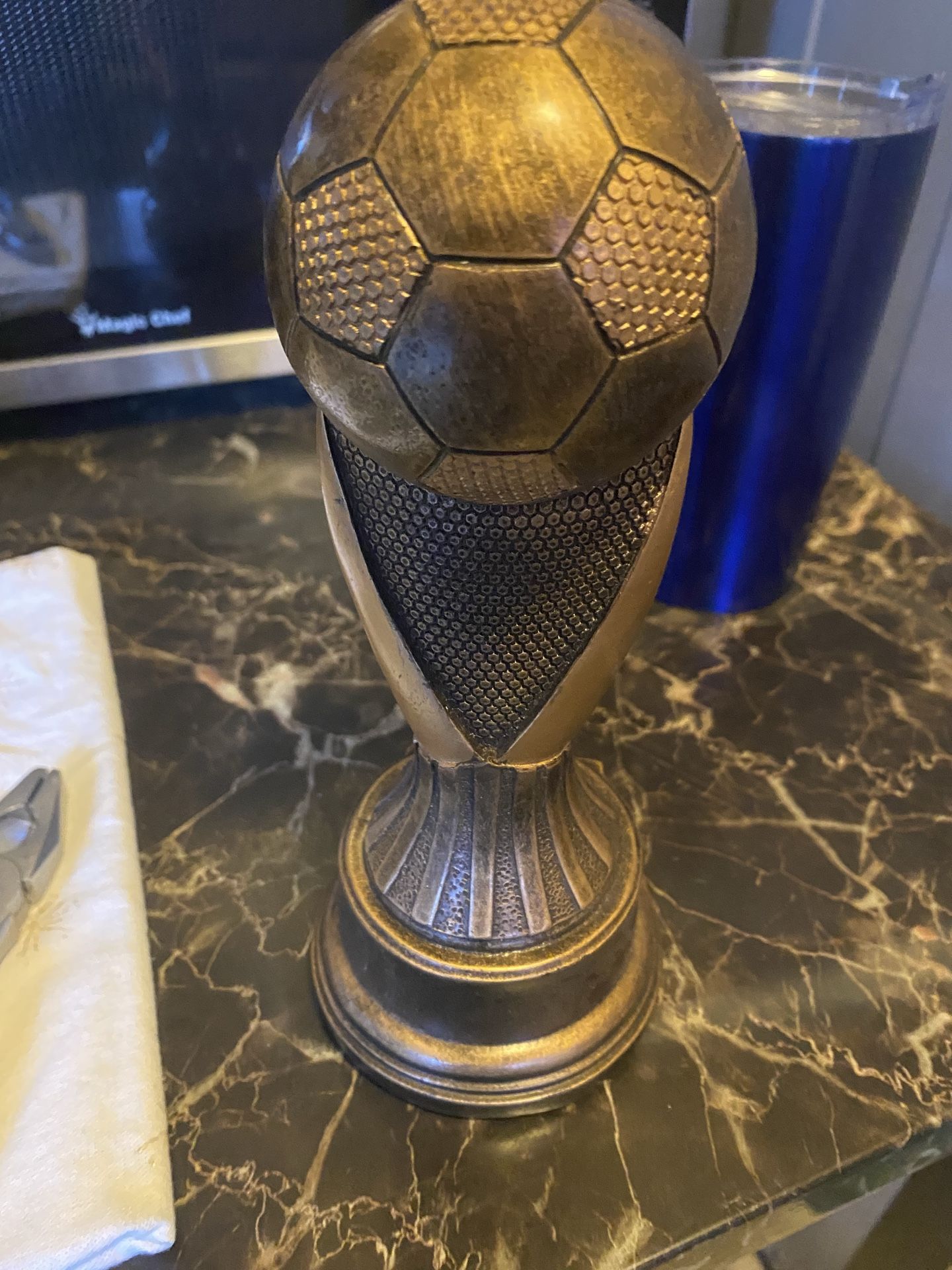SOCCER BALL BRONZE 7 3/4” Trophy Marco