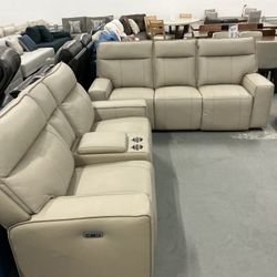 Abbyson Leather Power Reclining Sofa 