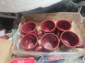 Set of 6 wine red mugs