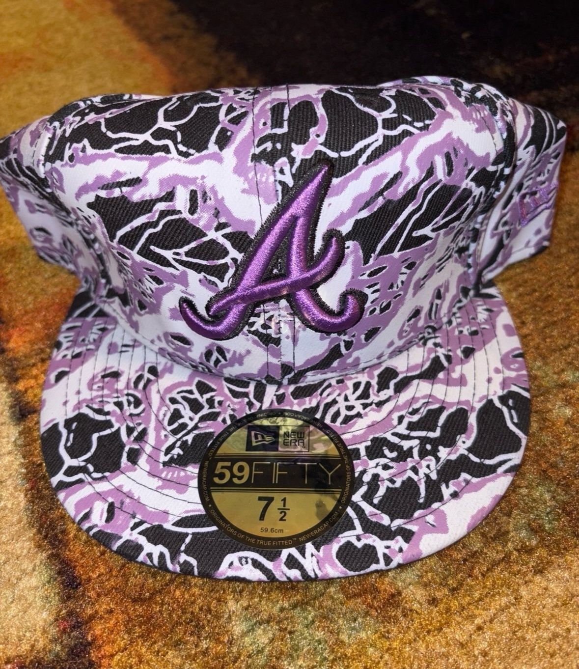 Purple Retro Atl Braves Fitted Cap