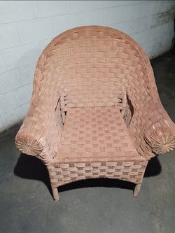 woven wicker armchairs
