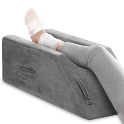 UBBCARE Leg Elevation Pillow for Leg/Knee Surgery Recovery, Memory Foam Leg Pillow with Velvet Washable Cover, Small Grey