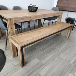 Living Spaces Table, Bench And Chairs