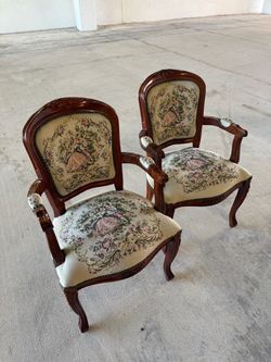 2 French Louis XV Style Tapestry Armchairs