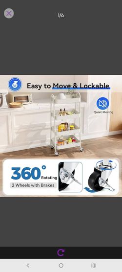 OLIXIS Metal 4 Tiers Rolling Storage Utility Cart with Lockable Wheels
Mobile Organizer Shelf, Space-Saving, Freestanding, Bathroom, Living Room, Slim