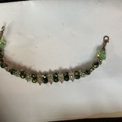 Green topaz with silver crystal