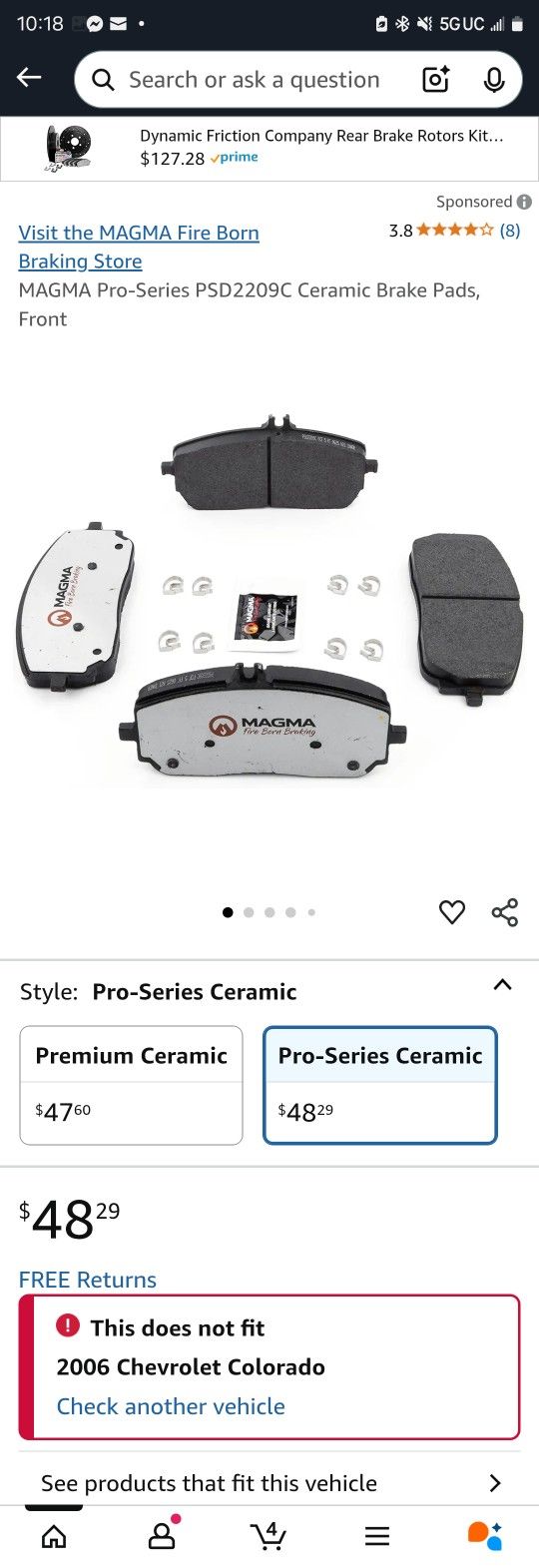 MAGMA Pro-Series PSD2209C Ceramic Brake Pads, Front