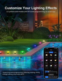 Outdoor Ground Lights 16 Pack, 50FT RGBW Pathway Lights, IP65