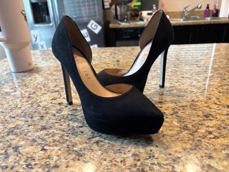Black Suede Platform Stiletto Heels