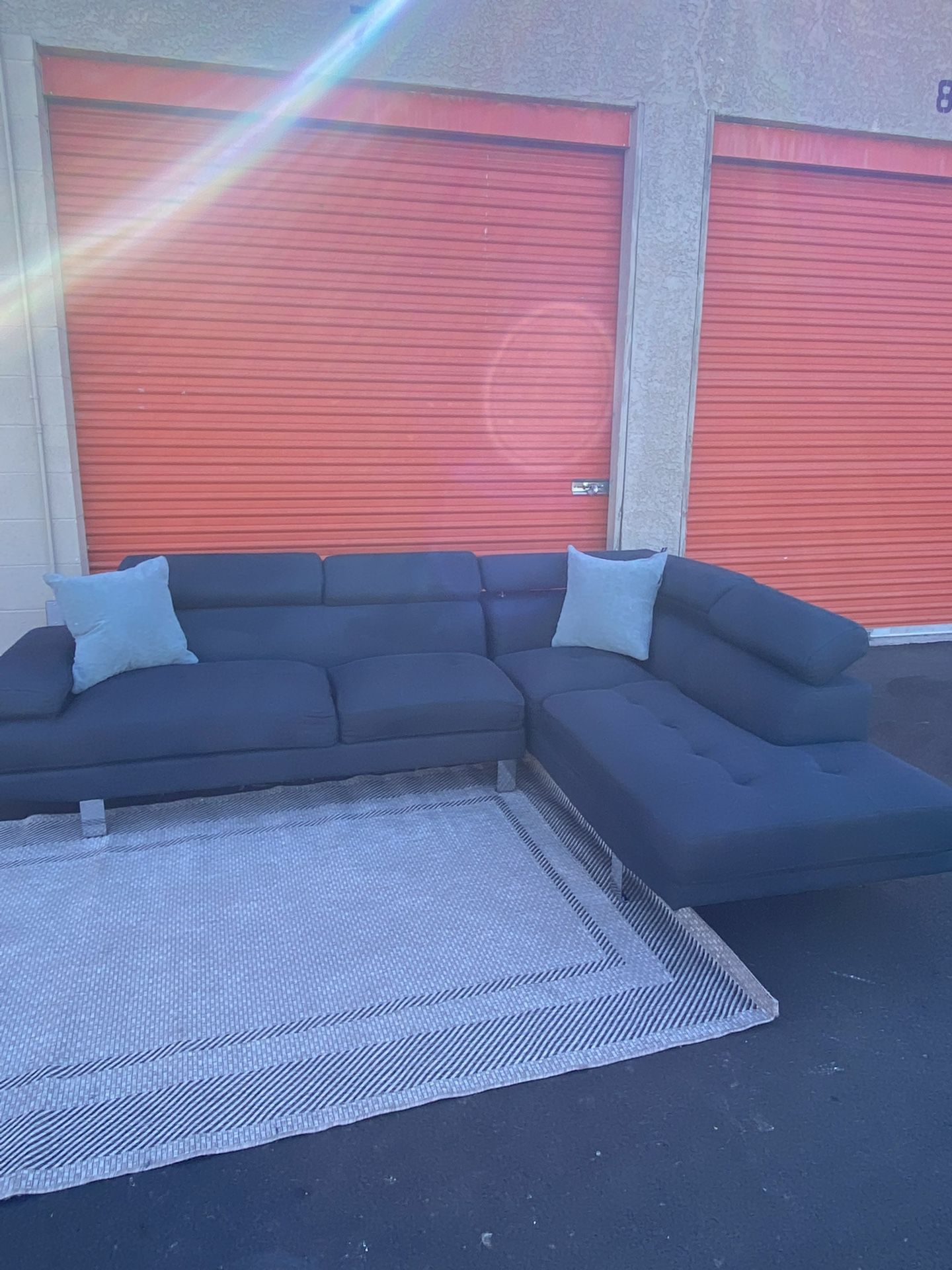 Modern Dark Blue Sectional, Delivery Is Available