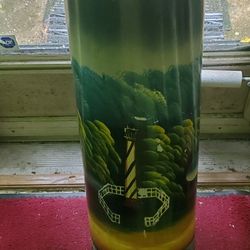 Umbrella Stand/ Handpainted/Tall/ Ceramic