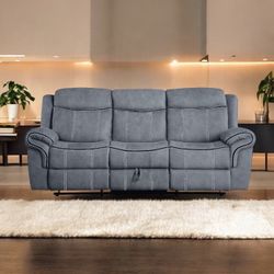 -Grey Reclining Sofa-