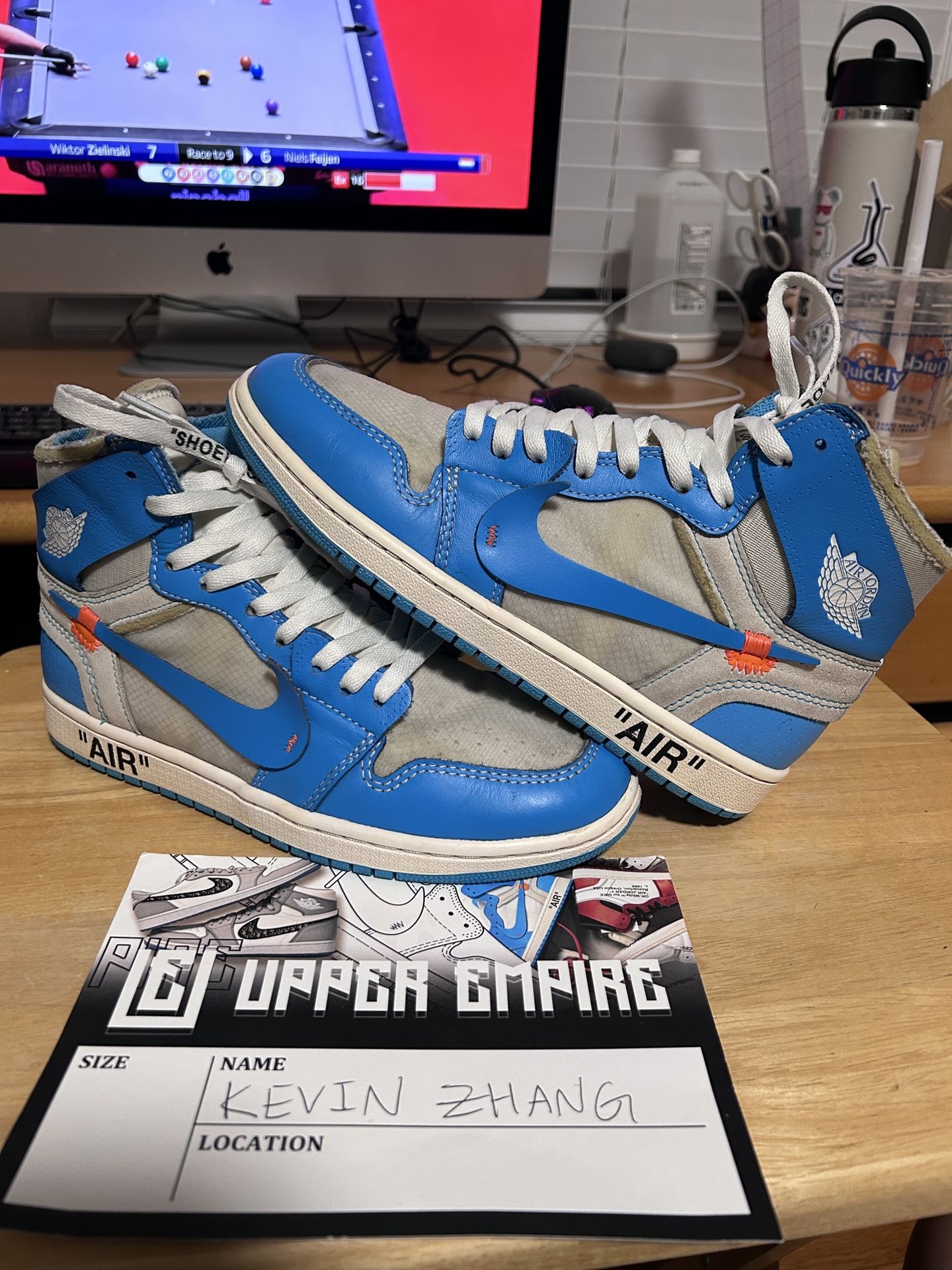 Jordan 1 Retro High Off-White University Blue (UNC) size 8M/9.5W