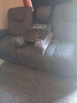 Brown  Power Recliner Sofa with Console