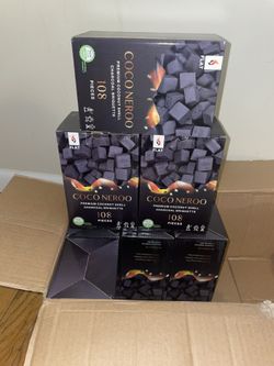 CocoaNeroo Premium Coconut Shell Charcoal  Box Of 10 X 108 =1,080 Charcoal Cubes