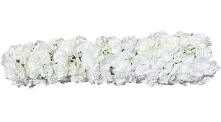 White Artificial Silk Flower Row (Hydrangeas & Roses)