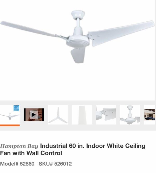 Hampton Bay Industrial 60 Indoor White Ceiling Fan Wall Control For Sale In Glendale Az Offerup
