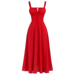 Corset Dress Flowy Slit Bustier Lace Up Midi Dresses Going Out