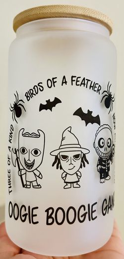 Disney Nightmare Before Christmas Boogie Boys Glass Cup With Bamboo Lid