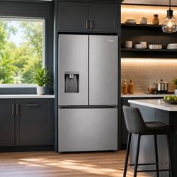 Midea 29.3 Cu. Ft. French Door Refrigerator with Dual Icemakers, Wi-Fi SmartHome & External Ice/Water Dispenser, Fingerprint-Resistant Stainless Steel