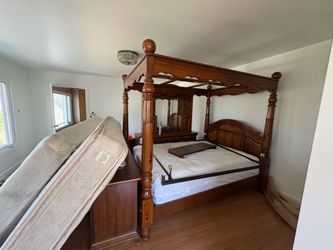 Bed frame queen and dresser antique