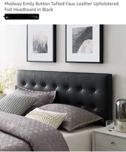 Full size headboard and frame tufted faux leather headboard with metal frame