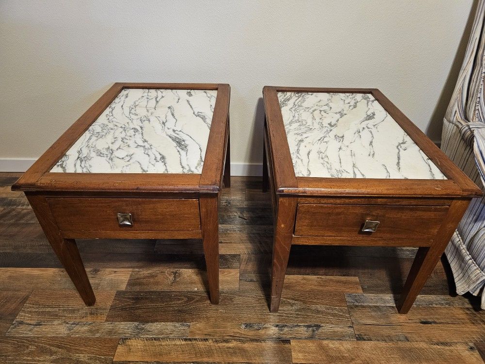 Wood/Marble End Tables