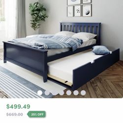 2 Full Size Bed With Twin Trundle Captains Bed Storage