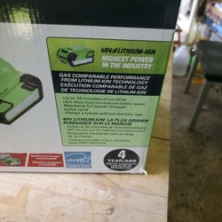 greenworks. 40  Volts LITHIUM- ION  Variable speed  motor delivers speeds at 150 MPH  TOOL ONLY  NO Battery  NO Charger   $ 70.00  Brand New  Open Box