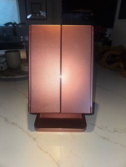 Rose Gold LED Tri-Fold Vanity Makeup Mirror