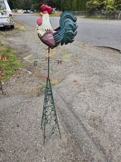 Metal Rooster Weathervane on Stand