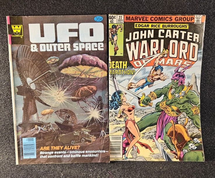 Lot Of 2 Comics UFO & OUTER SPACE 1979 & Marvel John Carter Warlord Of Mars 1978