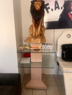 Double glass tables with wheels