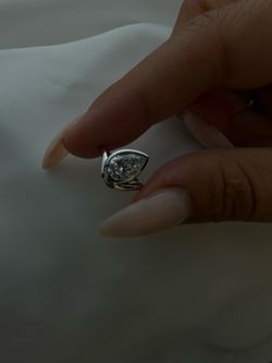 1CT Pear Shaped Lab Grown Diamond Pinky Ring 14K White Gold
