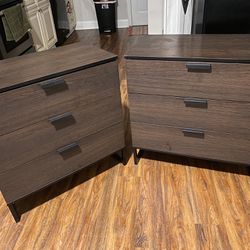 2 Brown 3 Drawer Dressers