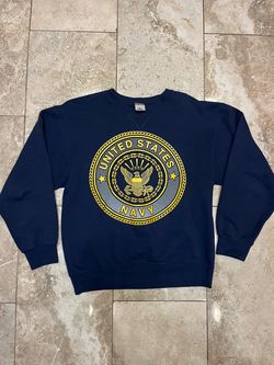 Vintage USA Made U.S. Navy Crewneck Sweatshirt Medium Military Reflective Logo