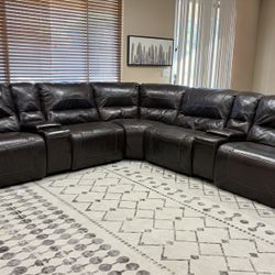 7pc Power Reclining Leather Sectional