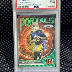🐅 2023 Joe Burrow PORTALS GREEN Wave - PSA 9 ! 🐅
